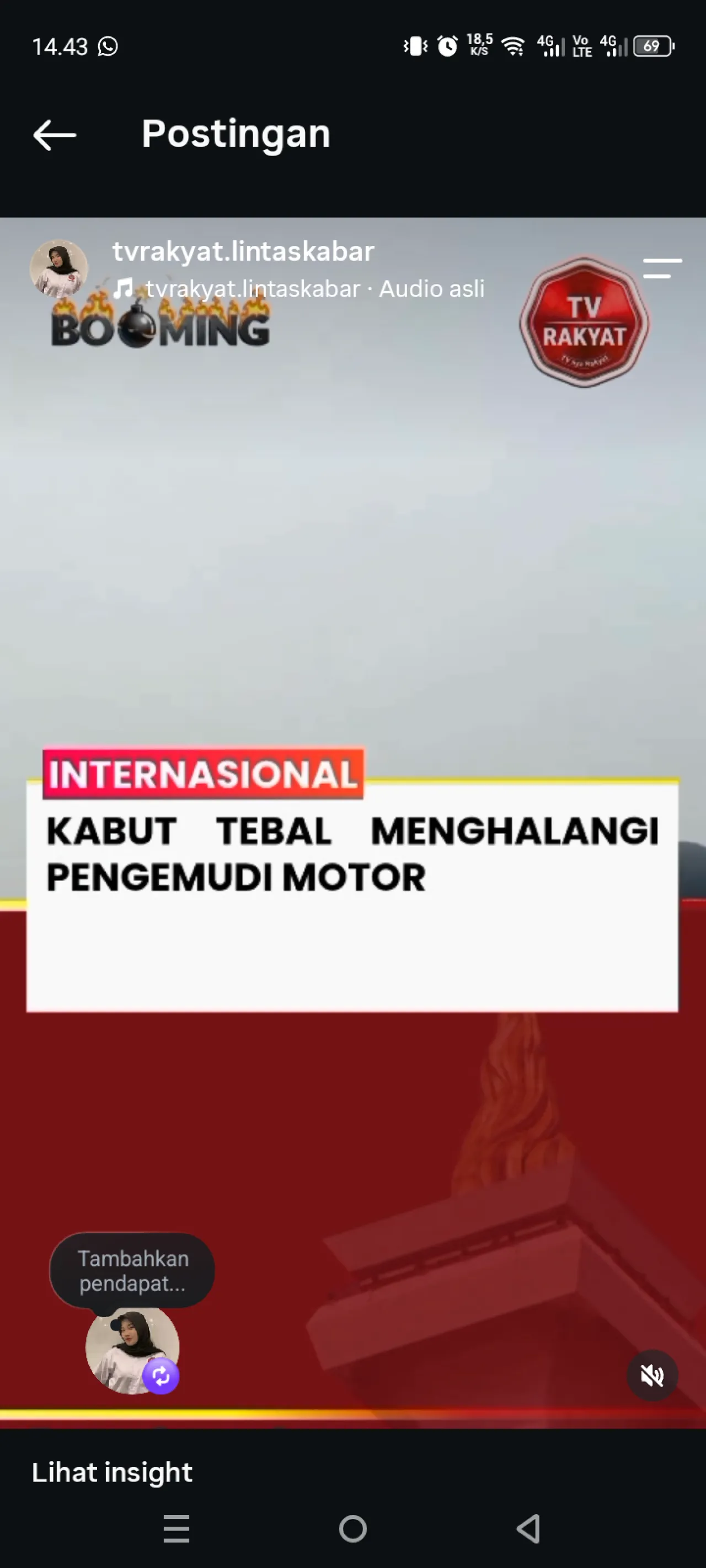 Kabut tebal menghalangin pengemudi motor  — Nasional